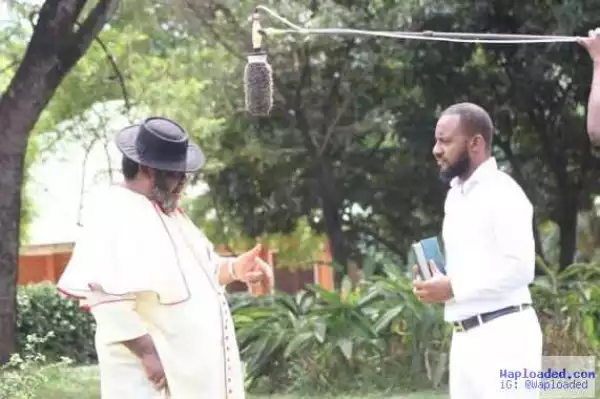 Father & Son In Action!! Checkout This Photo Of Pete & Yul Edochie On The Set Of A Movie